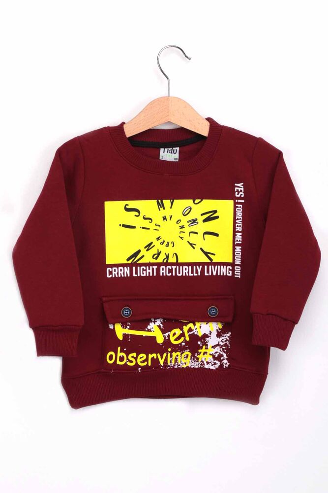 3 Thread Boy Sweatshirt with Pockets | Burgundy