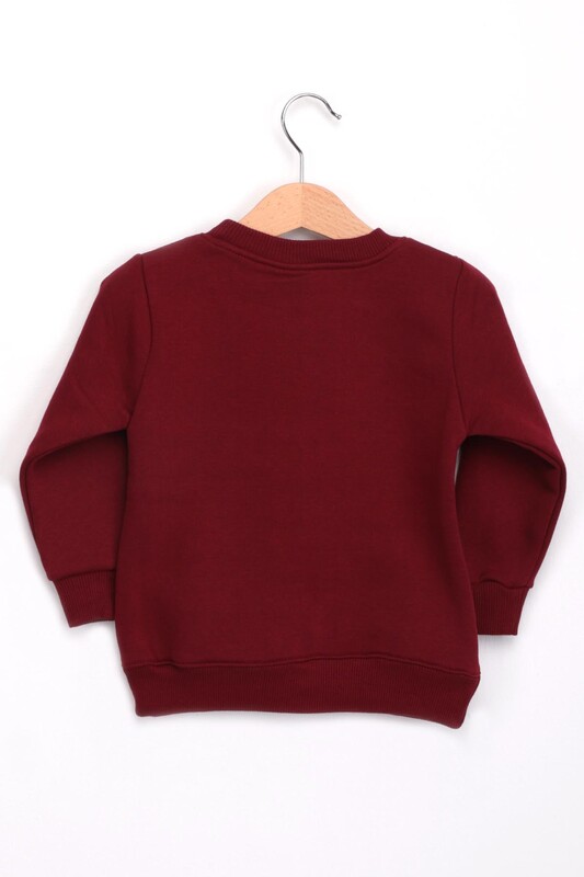 3 Thread Boy Sweatshirt with Pockets | Burgundy - Thumbnail