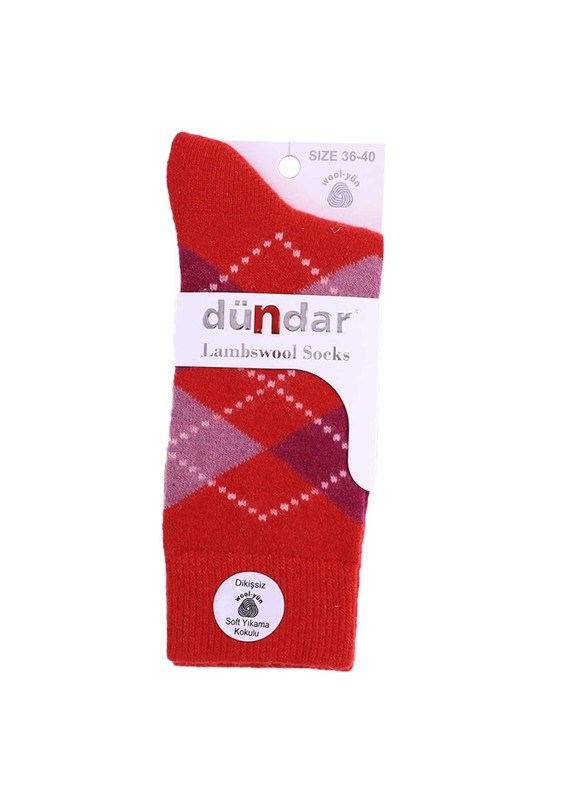 Dündar Seamless Patterned Socks 024 | Red - Thumbnail