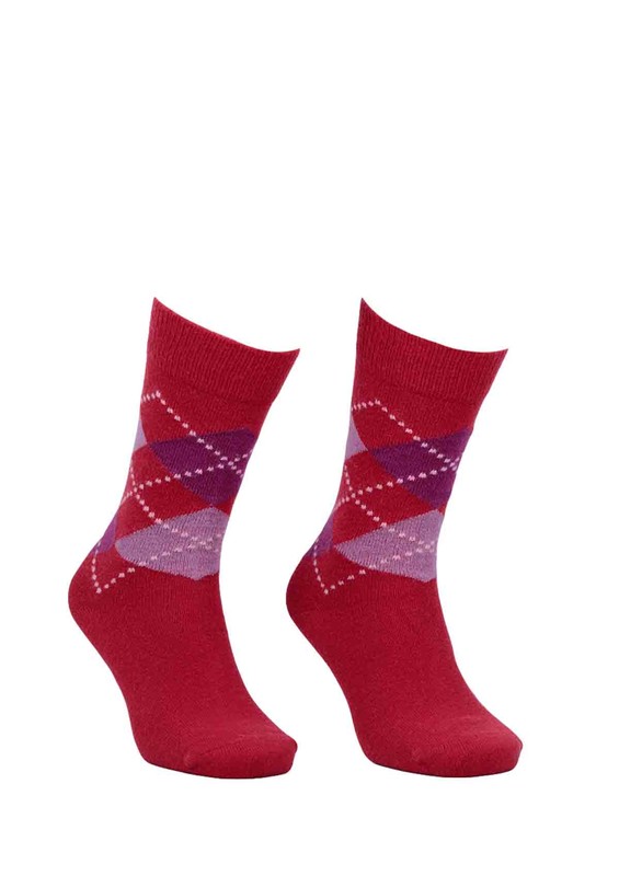 DÜNDAR - Dündar Dikişsiz Desenli Çorap 024 | Kırmızı
