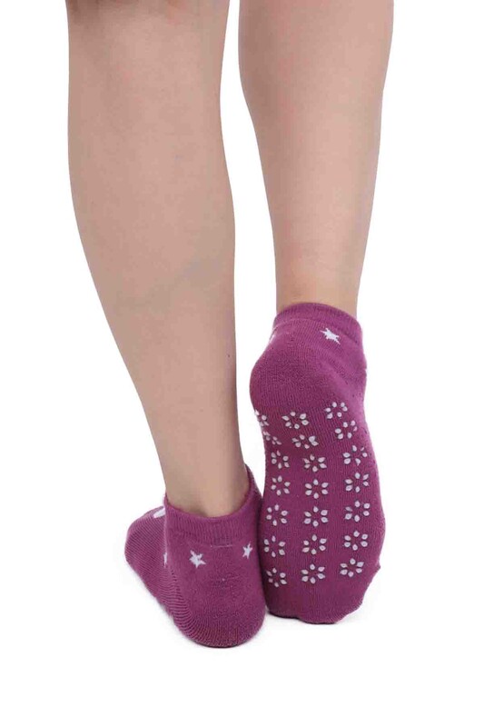 SİMİSSO - Tavşan Desenli Kadın Termal Havlu Patik Çorap 3060 | Mor