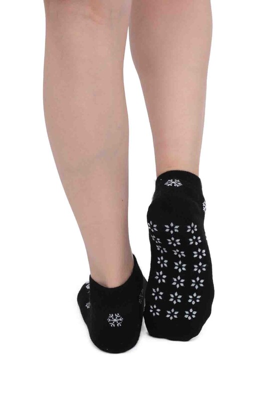 SİMİSSO - Tavşan Desenli Kadın Termal Havlu Patik Çorap 3060 | Siyah