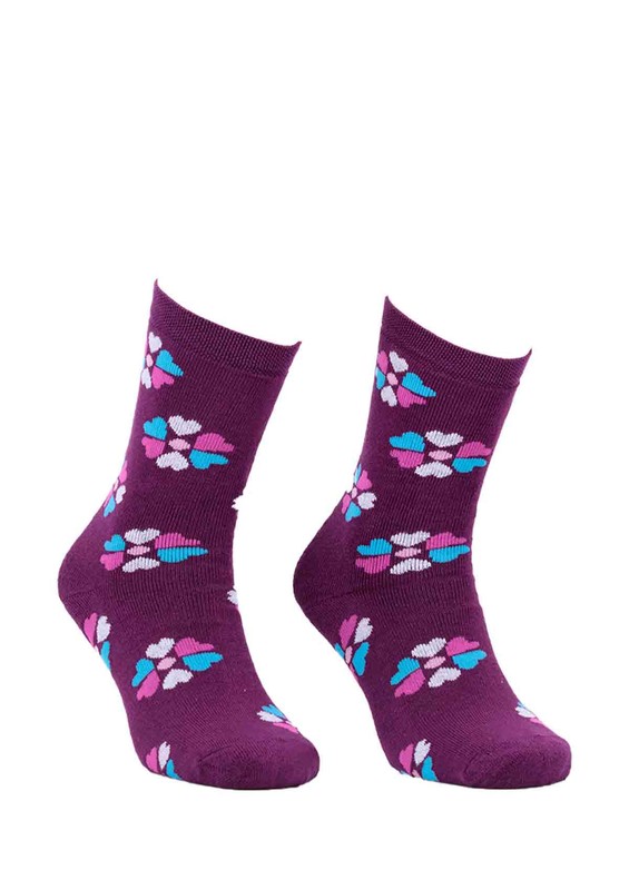 ADA - Ada Çiçekli Havlu Çorap 4203 | Mor