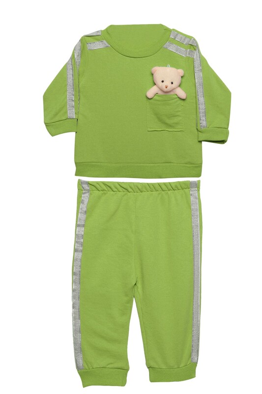 Albayrak Bebe - Sim Şeritli Kız Bebek Eşofman Takımı 8982 | Neon Yeşil