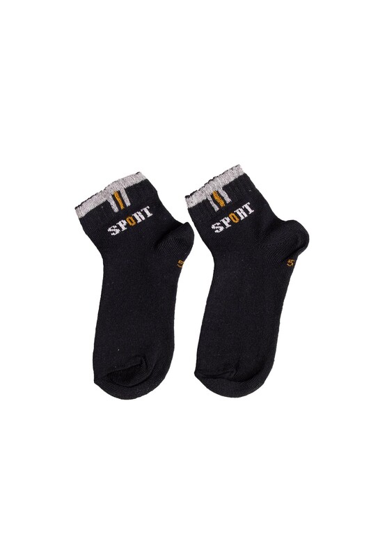 ALDANO KİDS - Çocuk Yarım Konç Desenli Çorap | Siyah