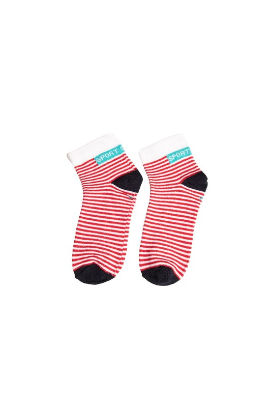 ALDANO KİDS - Çocuk Yarım Konç Desenli Çorap | Kırmızı