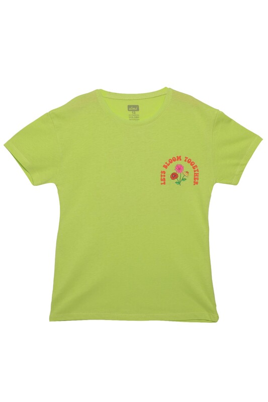 ALMİ - Baskılı Kız Çocuk Tshirt 3214 | Yeşil