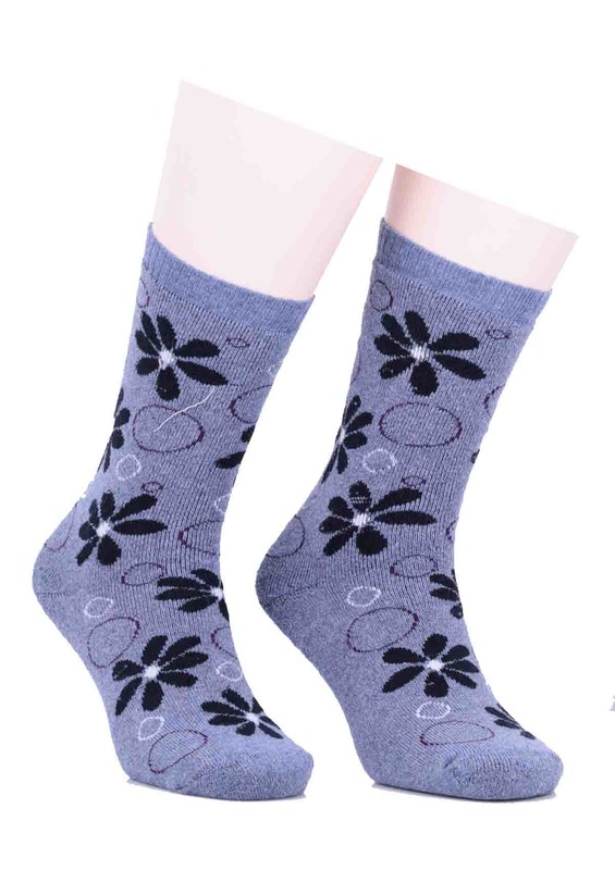 Махровые носки ARC в цветочек 212/индиго - Thumbnail
