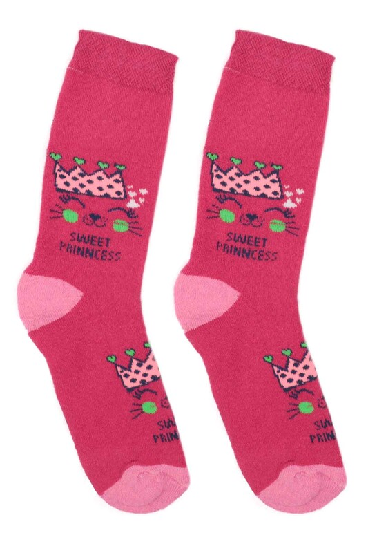 ARC - Desenli Kız Çocuk Havlu Soket Çorap 112 | Fuşya