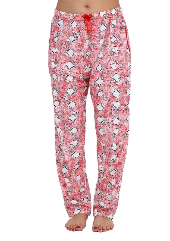 ARCAN - Boru Paçalı Bardak Desenli Pijama Altı 013 | Kırmızı