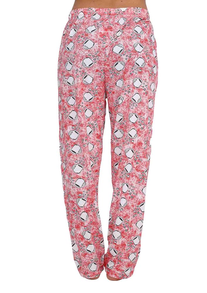 Boru Paçalı Bardak Desenli Pijama Altı 013 | Kırmızı