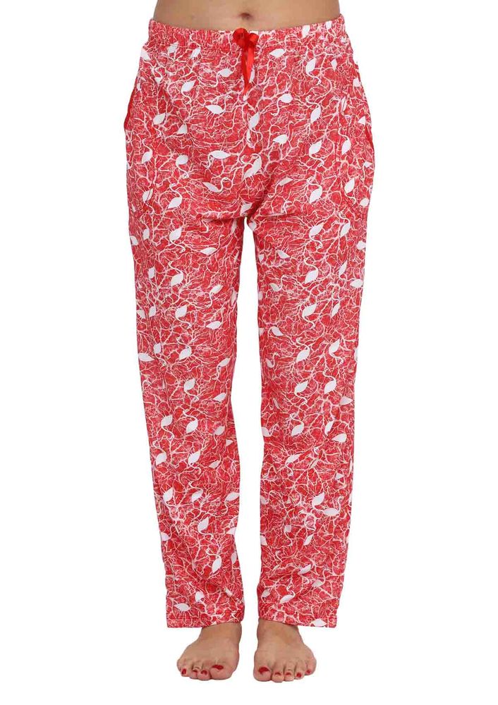 Bol Paçalı Leylek Desenli Pijama Altı 016 | Kırmızı