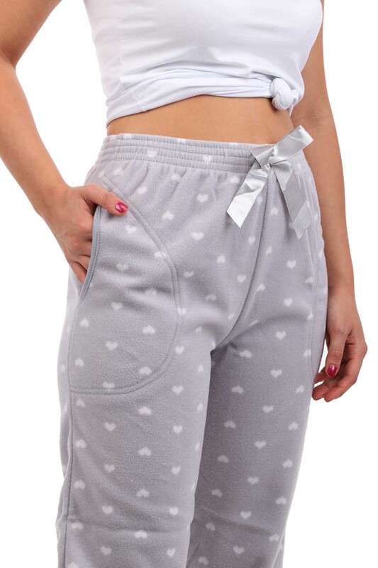 Флисовые пижамные штаны в горошек Arcan/серый - Thumbnail