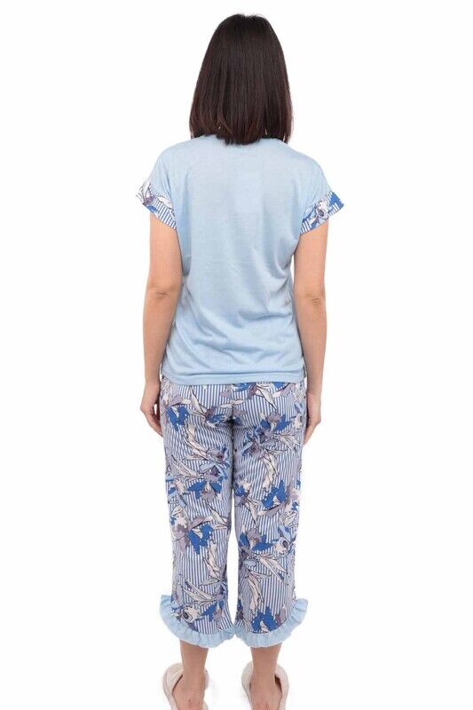 Пижама с принтом цветов /голубой 