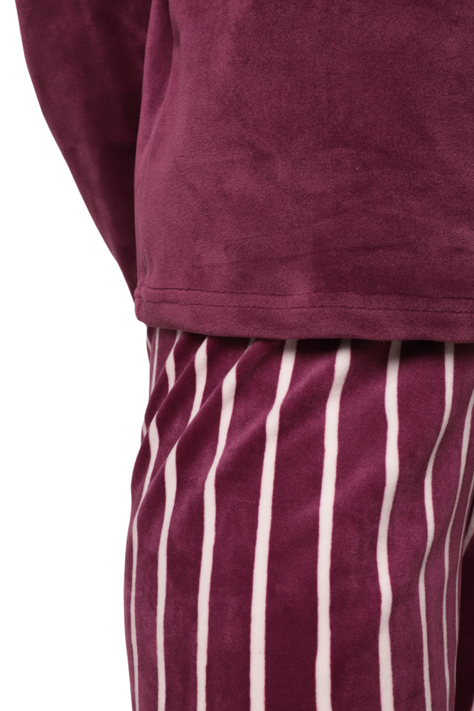 Kadın Kadife Pijama Takımı 13301-9 | Mürdüm