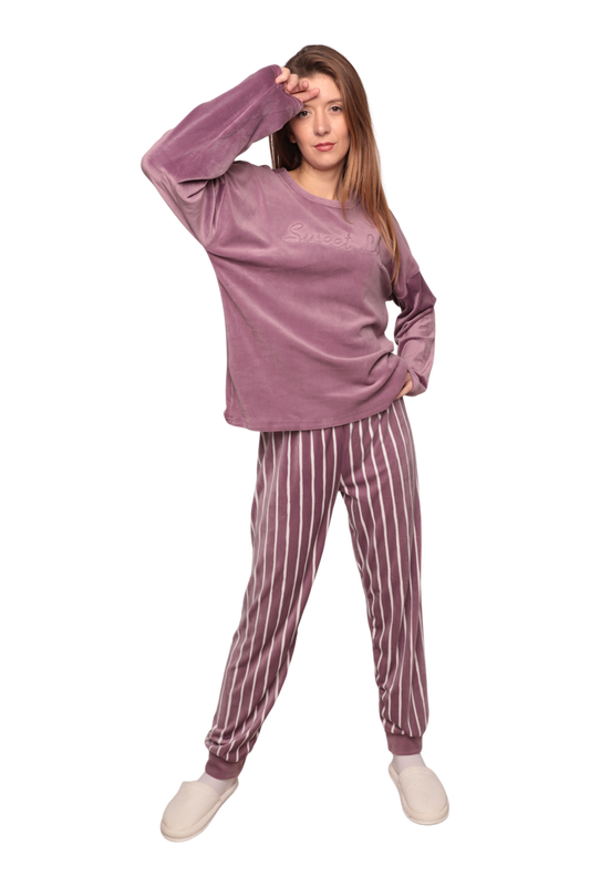 ARCAN - Kadın Kadife Pijama Takımı 13301-10 | Lila