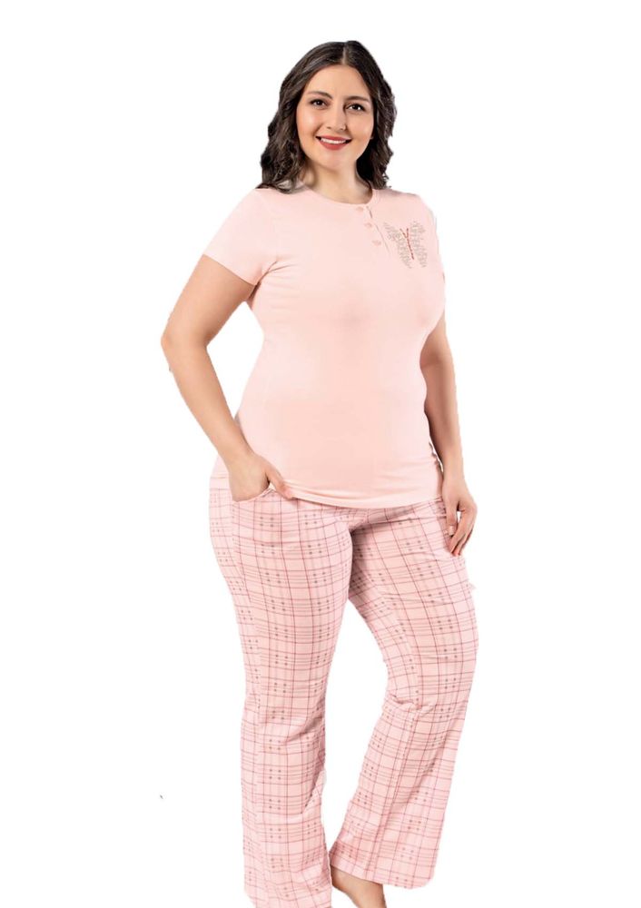 Комплект пижамы AYDOĞAN с короткими рукавами для больших размеров 9671/пудровый 