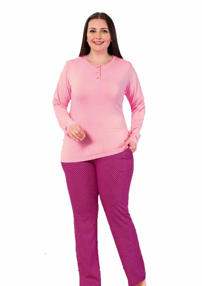 Комплект пижамы AYDOĞAN с резинкой на талии для больших размеров 4639 /розовый 
