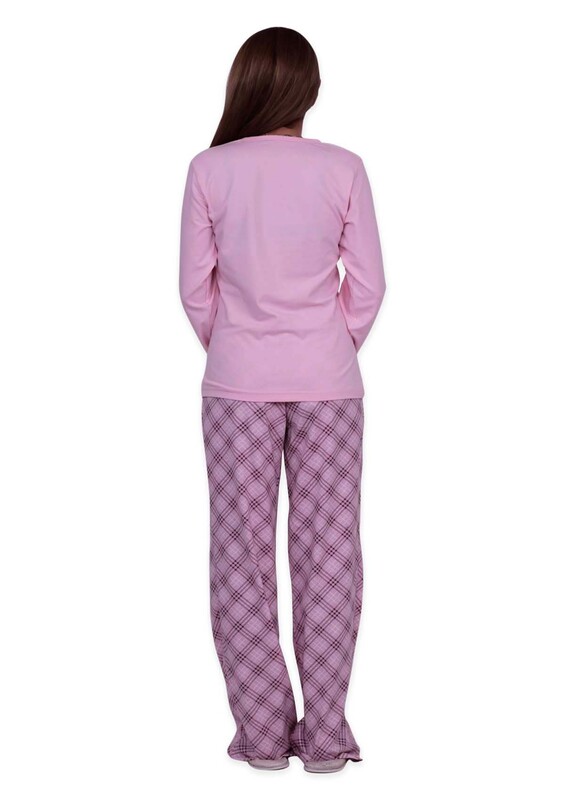 Женский комплект пижамы Aydoğan с длиннными рукавами 44230 | розовый - Thumbnail