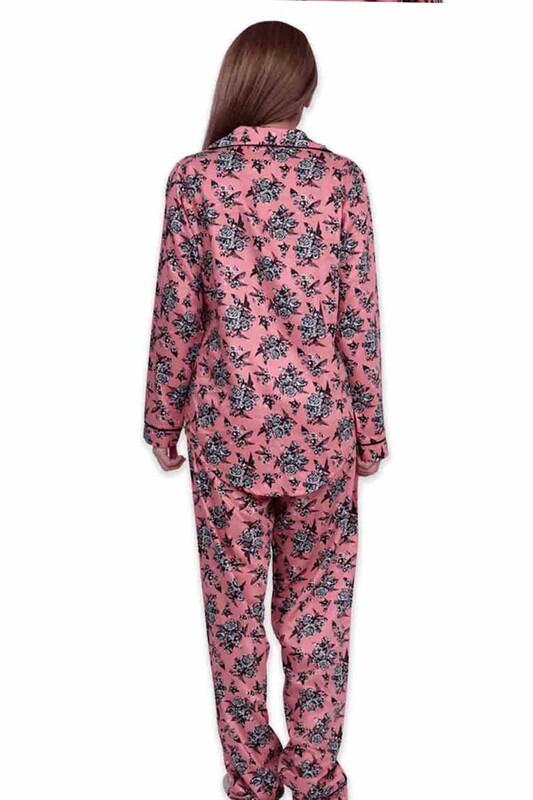 Женский комплект пижамы Aydoğan с длиннными рукавами 14026(ткань поплин) /цвет сомон - Thumbnail