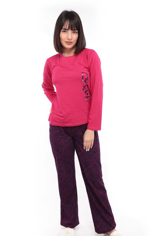 Женский комплект пижамы Aydoğan с длиннными рукавами 4427 | розовый - Thumbnail