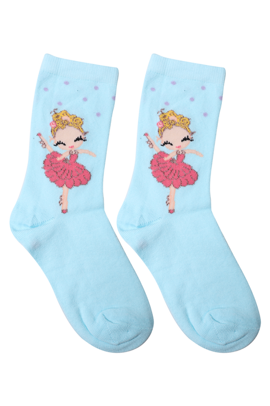 BALEKS - Baskılı Kız Çocuk Çorap Model 2 | Mavi