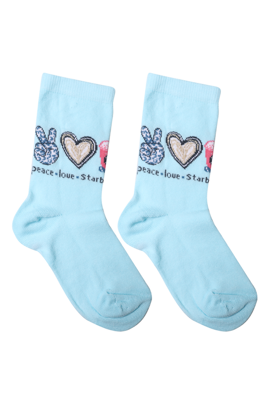 BALEKS - Baskılı Kız Çocuk Çorap Model 5 | Mavi