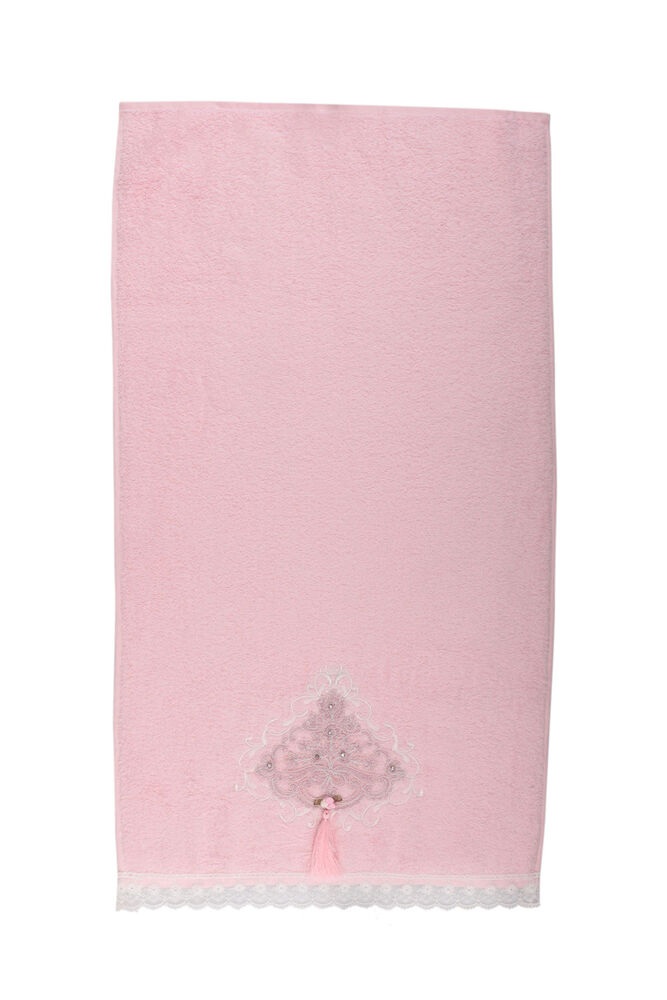 Полотенце с гипюровыми вставками 50*90см./розовый