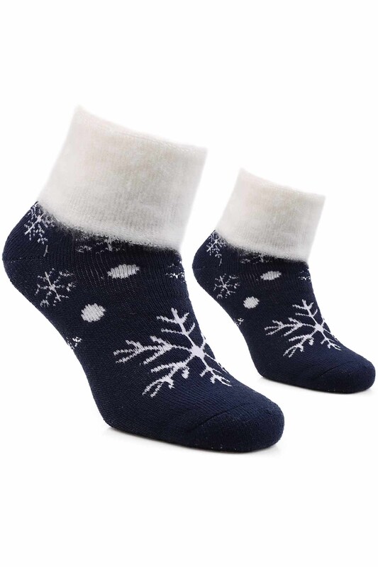 BİTKE - Kar Tanesi Desenli Kadın Bot Çorap 4060 | Lacivert