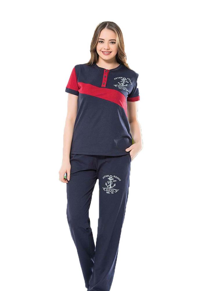 Комплект пижамы BYDON с пуговицами на воротнике 9235/синий 