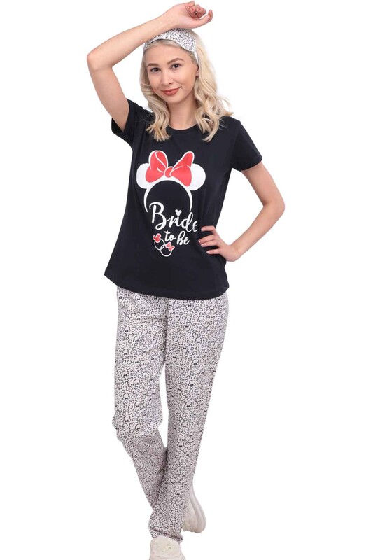 CALİMERA - Calimera Baskılı Kısa Kollu Pijama Takımı | Siyah