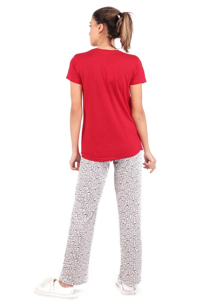 Пижамный комплект с короткими рукавами и принтом /красный