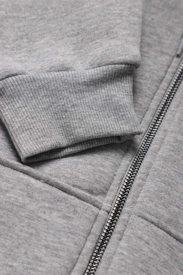 Kapşonlu Fermuarlı Sweatshirt 90209 | Gri