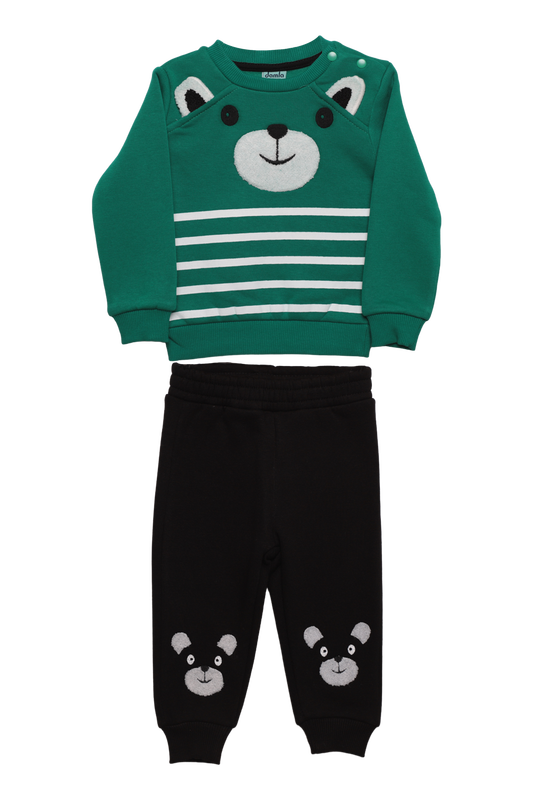 DAMLA - Şardonlu Erkek Bebek Eşofman Takımı 22525 | Yeşil
