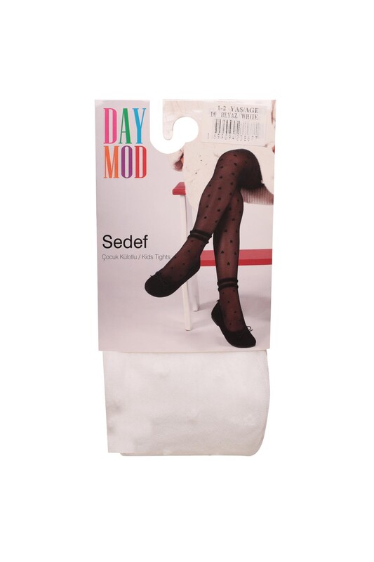 DAYMOD - Puantiyeli Kız Çocuk Külotlu Çorap 426 | Beyaz