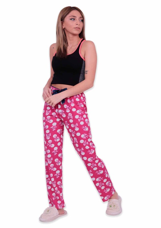 Женский низ пижамы с бантиками | розовый - Thumbnail