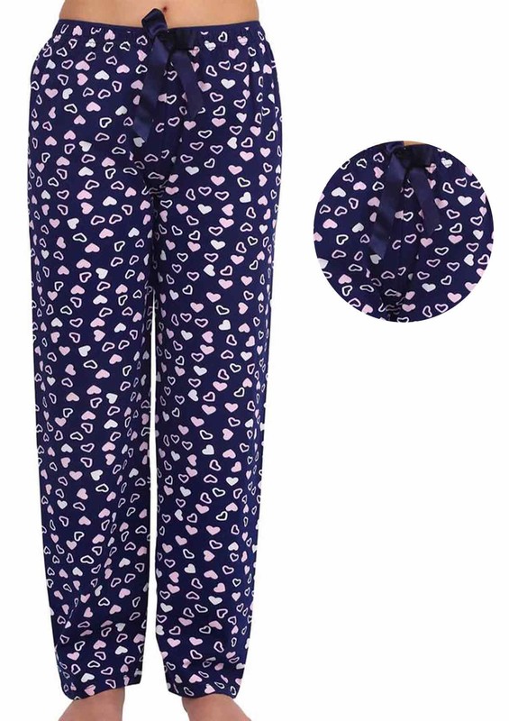 DOGİ - Kalpli Kurdeleli Bol Paçalı Pijama Altı 003 | Pembe