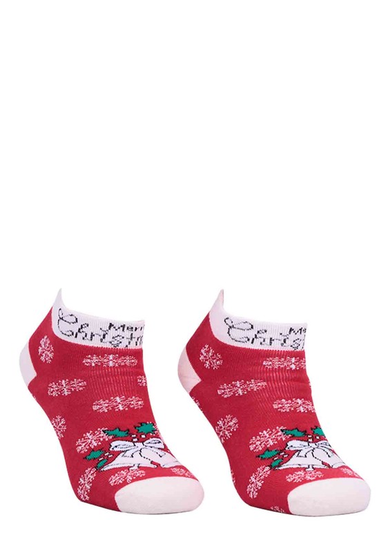 Махровые носки DÜNDAR со снежинкам 009 /красный - Thumbnail