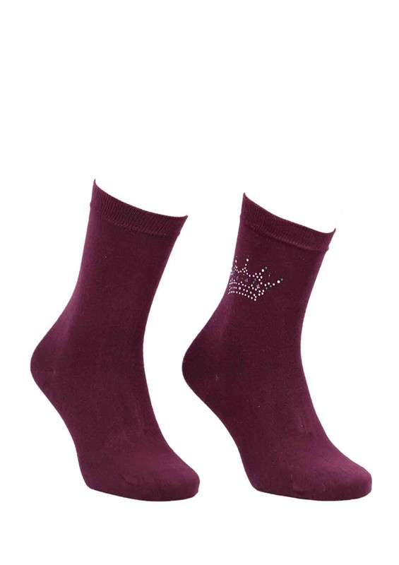 DÜNDAR - Dündar Taç Desenli Çorap 8508 | Bordo