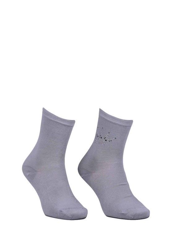 Носки Italiana со стразами 8508/серый - Thumbnail