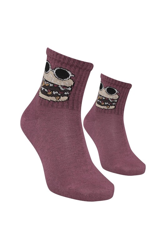 Esinti - Baskılı Kadın Soket Çorap 1906 | Mürdüm