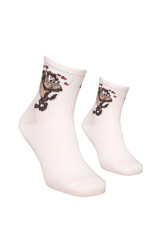 Esinti - Baskılı Kadın Soket Çorap 1911 | Beyaz