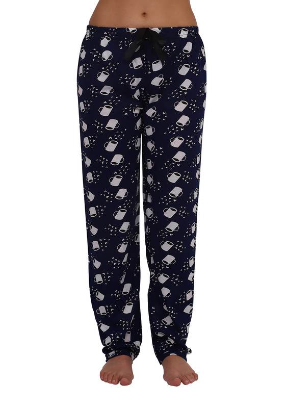FAMES - Dar Paçalı Bardak Desenli Pijama Altı Renk Seçenekleri İle 006 | Lacivert