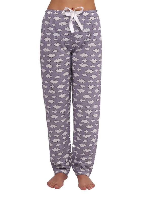 FAMES - Kurdeleli Bulutlu Dar Paçalı Pijama Altı 005 | Lila