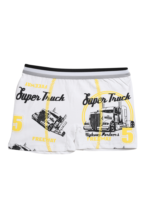 Baskılı Erkek Çocuk Boxer 8007-2 | Beyaz