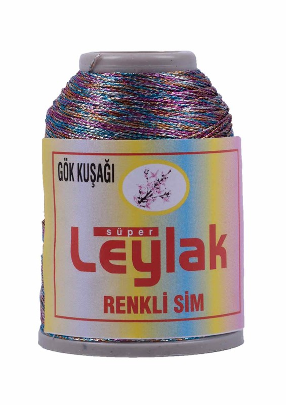 LEYLAK - Нить-кроше Leylak с блестками/радуга 