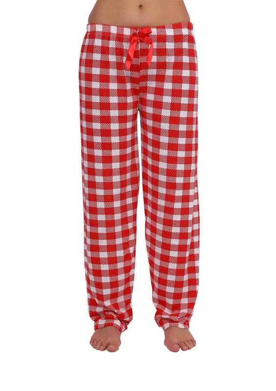 LİNDROS - Kareli Dar Paçalı Pijama Altı 2112 | Kırmızı