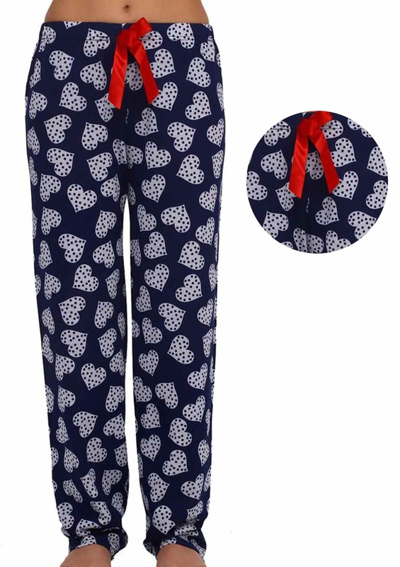 LİNDROS - Kalpli Dar Paçalı Pijama Altı Renk Seçenekleri İle 2119 | Lacivert