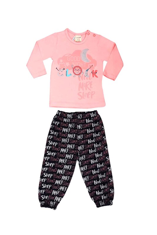 Luminoso - Luminoso Yazı Baskılı Bebek Pijama Takımı 863 | Pudra