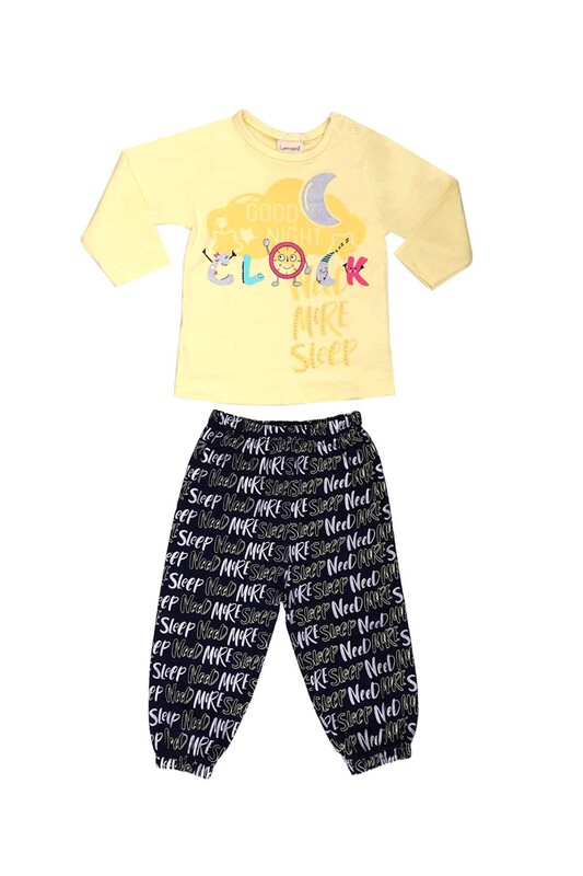 Luminoso - Luminoso Yazı Baskılı Bebek Pijama Takımı 863 | Sarı